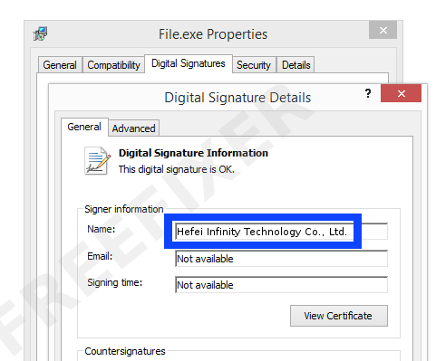 Screenshot of the Hefei Infinity Technology Co., Ltd. certificate